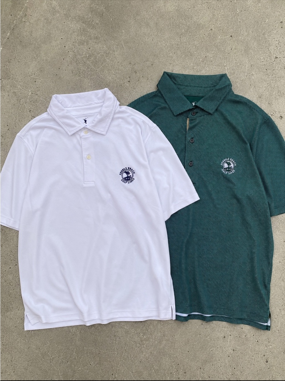 Fairway & Greene Pebble Beach Golf Links Polo Shirt XL White/Green Lot of 2